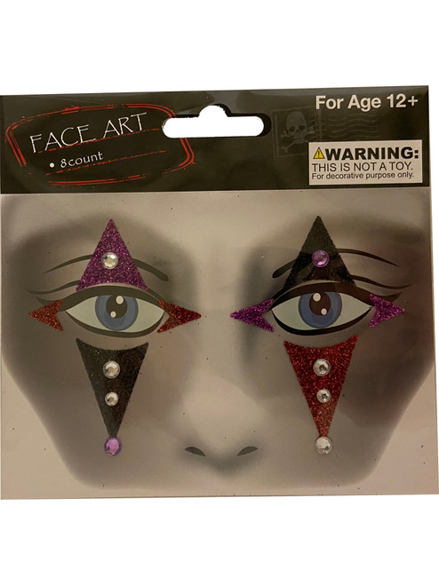 Face Art Clown Sequin And Temporary Tattoos Costume Accessory