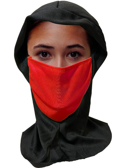 Ninja Hood With Red Fabric Mask Costume Accessory