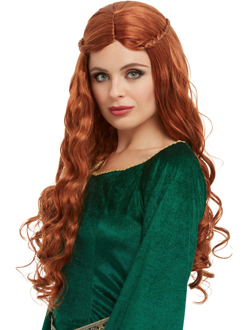 Womens Medieval Queen Of The North Auburn Wig Costume Accessory