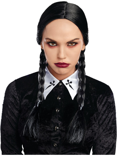 Womens Double Braided Black Poltergeist Wig Costume Accessory