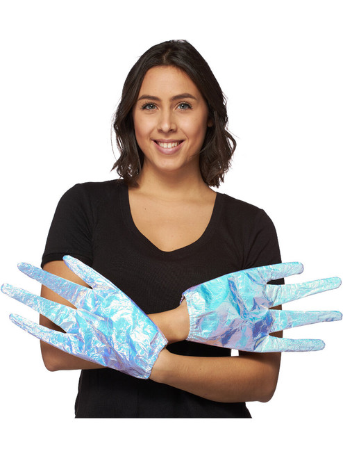 Alien Light Up/Flashing Gloves Holographic Finish Costume Accessory