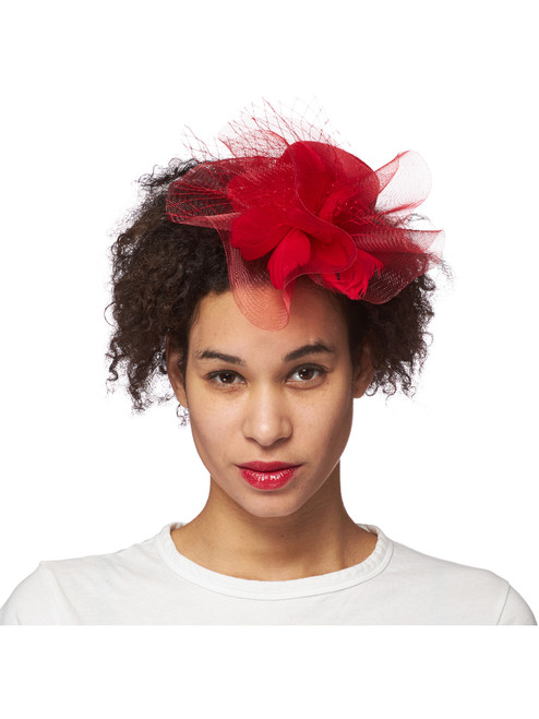 Red Burst Trim Fascinator Costume Accessory