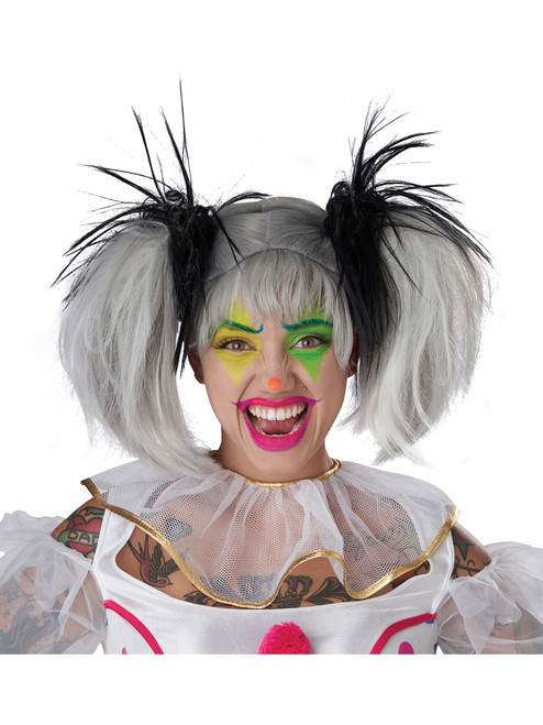 Glow In The Dark Black Punk Clown Pigtails Wig Costume Accessory