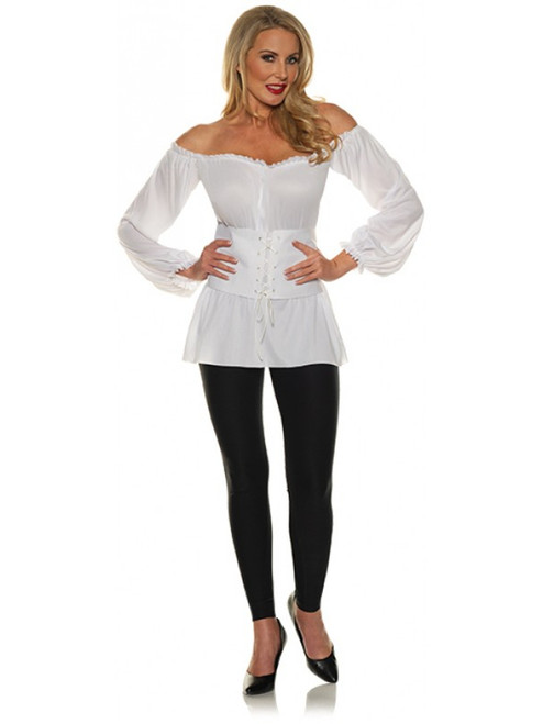 Women's White Renaissance Long Sleeve Costume Peasant Shirt