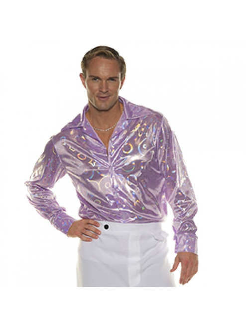 Men's 70s Purple Circles Disco Costume Shirt