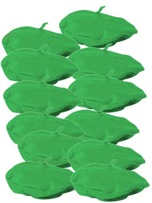 Dozen Adults Suave Green French Mime Artist Beret Hat Costume Accessory