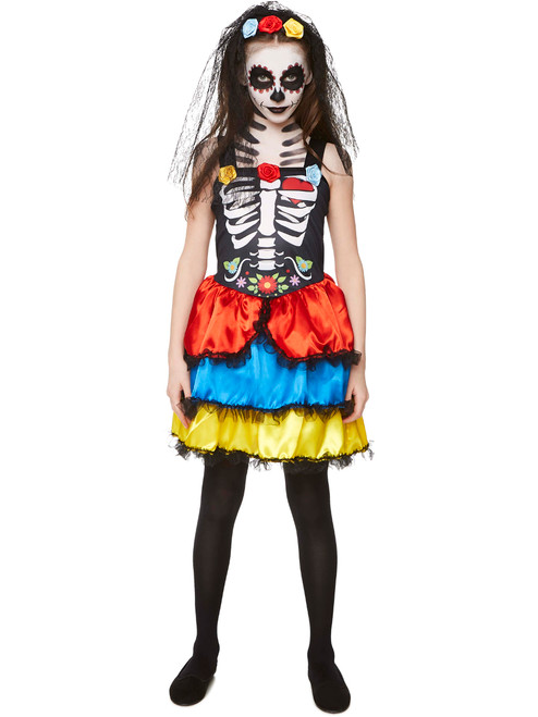 Day Of The Dead Senorita Skeleton Dress Womens Costume 