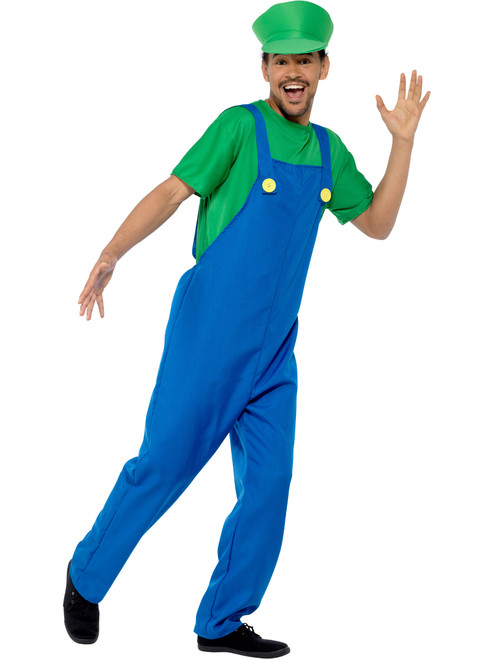 Green Plumber Video Game Guy Men's Costume