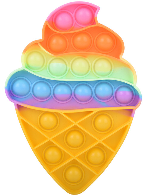 Jumbo Rainbow Ice Cream Cone Bubble Popper Toy 6.5"