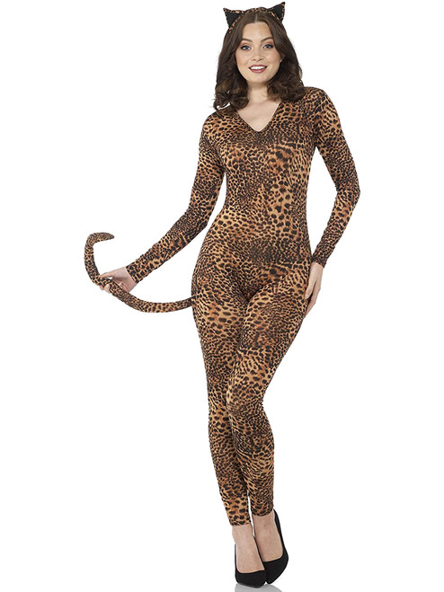 Snow Leopard Print Cat Suit Women's Costume