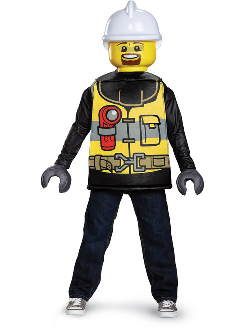 Child's Boys Classic Iconic LEGO® Firefighter Minifigure Cop Costume