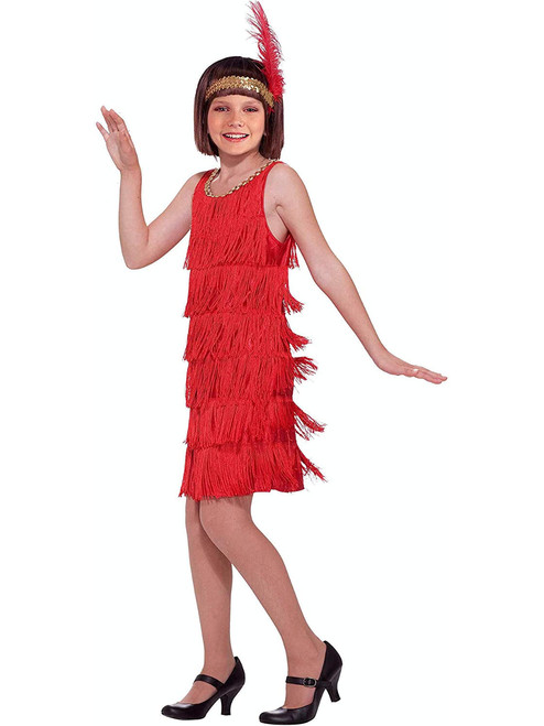Roaring 20s Fantastic Red Flapper Girl's Costume