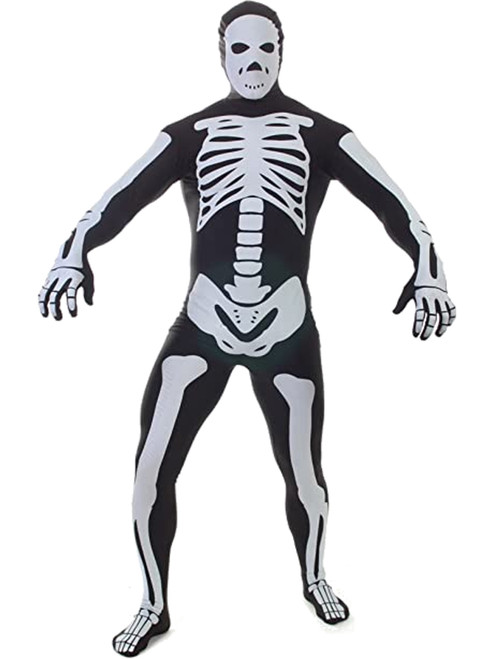 Classic Black And White Skeleton Monster Morphsuit Adult's Costume