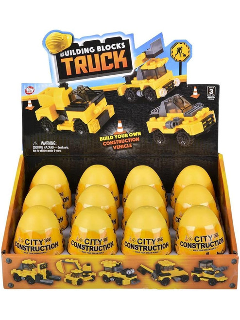 Set Of 12 Construction Vehicle Brick Building Egg Sets