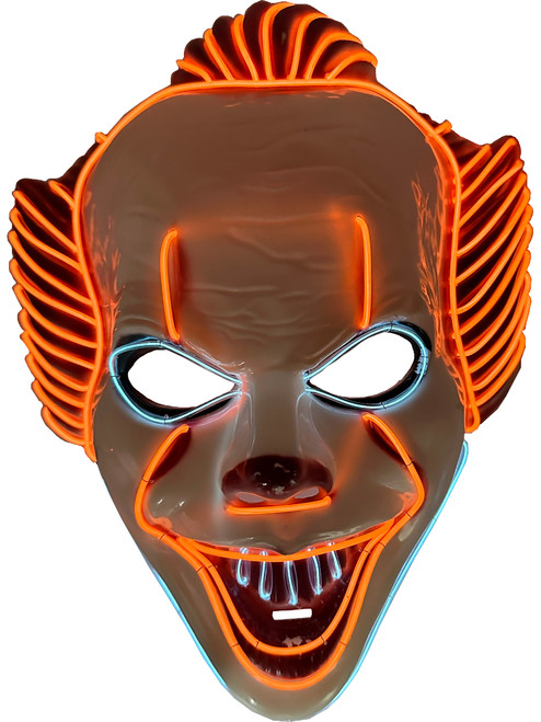 Horror Clown Mask 2-Color Orange White Party Wire EL Light Up Accessory