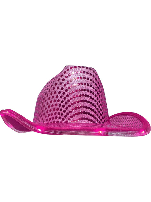 Adult's Purple Sequin Cowboy Hat With LED Trim Costume Accessory