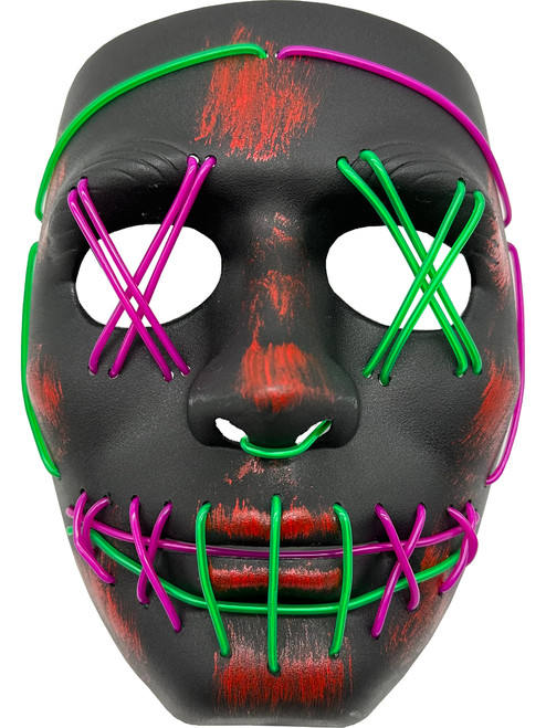 Heavy Cross Hatch Mask 2-Color Purple Green Party Wire EL Light Up Accessory