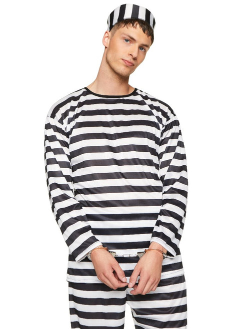 Classic Striped Hard Time Convict Prisoner Men's Costume Classic Striped Hard Time Convict Prisoner Men's Costume