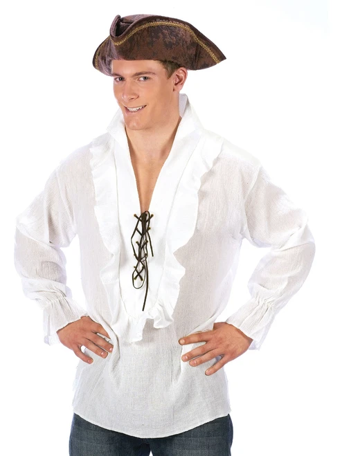 Adult's Mens White Renaissance Peasant Pirate Shirt Costume