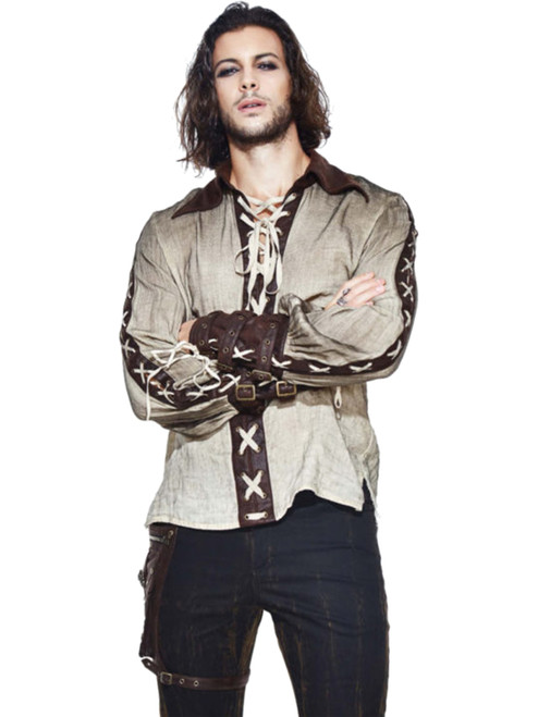 Men's Steampunk Ragamuffin Collared Shirt Costume