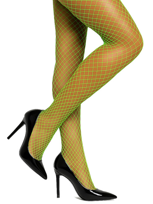 Women's Neon Green Fishnet Stockings Costume Accessory