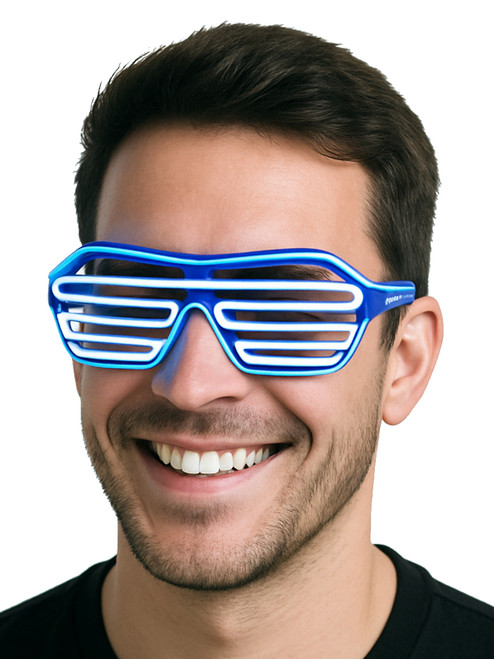 Shutter Glasses Blue & White Costume Accessory