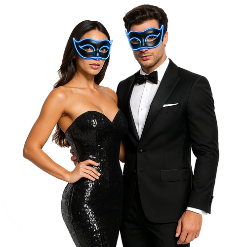 Adult's Blue Light Up E.L. Party Wire LED Masquerade Mask