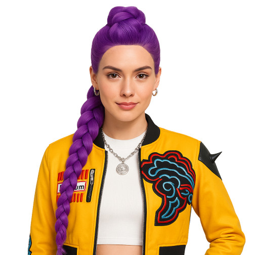 KPop Anime Purple Bun Ponytail Womens Wig