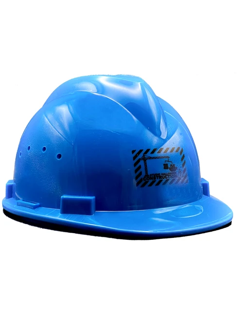 Deluxe Blue V-Shaped Construction Helmet With Adjustable Headband Costume Accessory