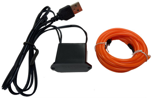 Party Wire Orange 2.3mm EL Wire With DC5V USB Inverter 1 Meter Length