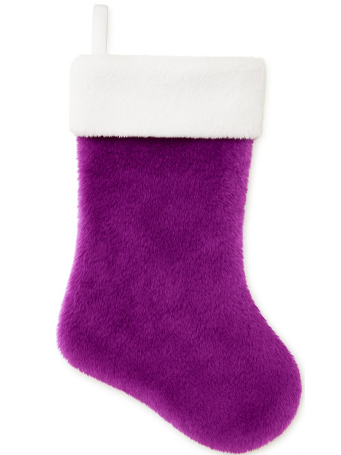 Plush Purple Classic Christmas Stocking