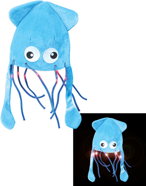 Light Up Blue Squid Hat Funny Animal Party Hat Cap Costume Accessory