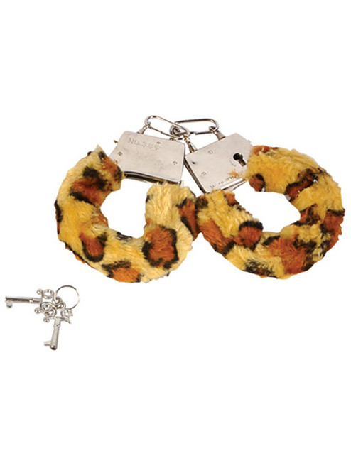 Sexy Soft Steel Fuzzy Leopard Furry Handcuffs Hand Cuffs