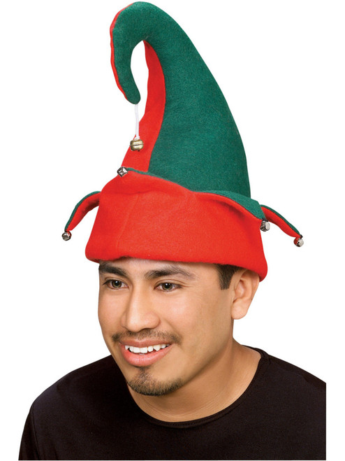 Christmas Red And Green Elf Festive Hat With Bells Costume Accessory