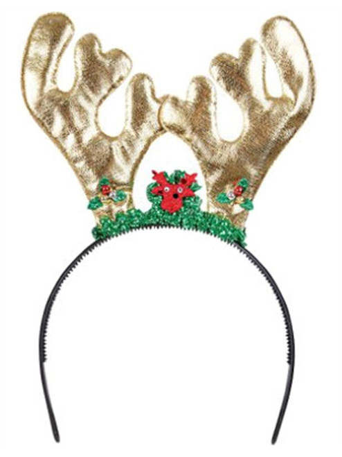 Deluxe New Golden Christmas Costume Reindeer Antlers
