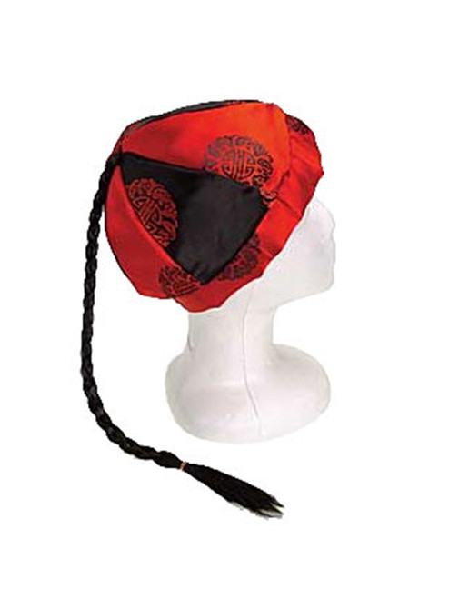 Oriental Asian Chinese Beanie Hat with Pigtail Braid