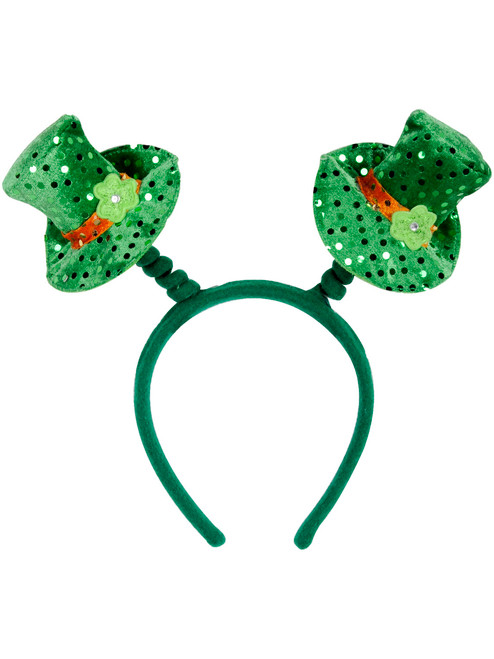 Saint Patrick's Day Green Top Hat Clover Head Bopper Headband Accessory