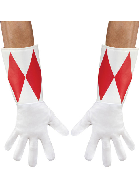 Adults Red Mighty Morphin Power Ranger Gloves Costume Accessory