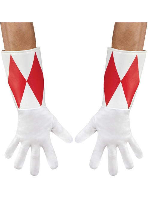 Adults Red Mighty Morphin Power Ranger Gloves Costume Accessory