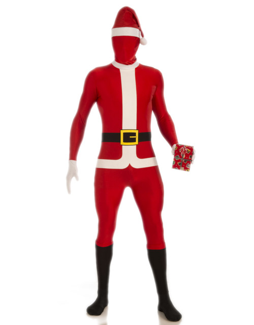 Red White Adult Disappearing Man Christmas Santa Claus Full Body Suit Jumpsuit