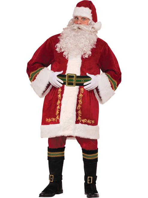 Adult Mens Premium Santa Claus Christmas Red White Suit Costume