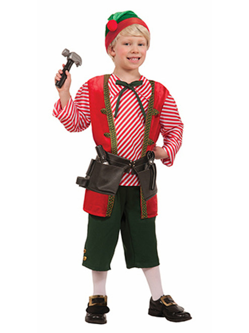 Kid Boys Christmas Santas Helper Toy Shop Worker Elf Costume