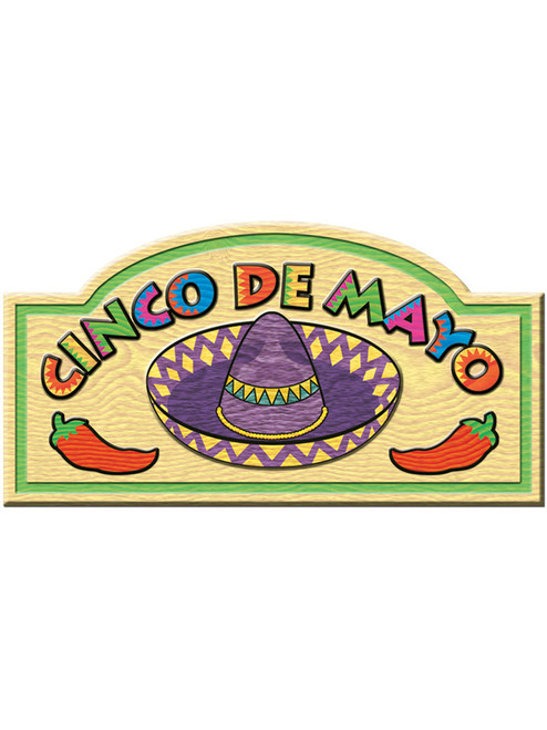 New Large Cinco De Mayo Sign 9.5" x 18.5" Mexican Decoration