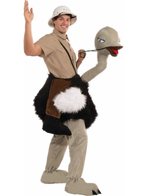 Mens 42-44 Riding Ostrich Safari Parade or School Plush Mascot Costume