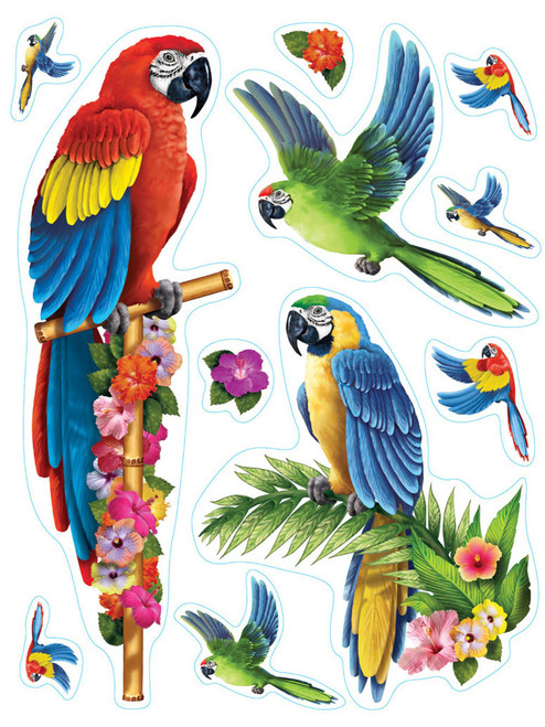 New Tropical Birds Peel 'N Place Party Wall Clings Decorations