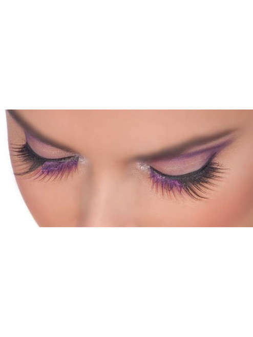 Women's Long Sexy Black Costume Eyelashes With Purple Inner Ends