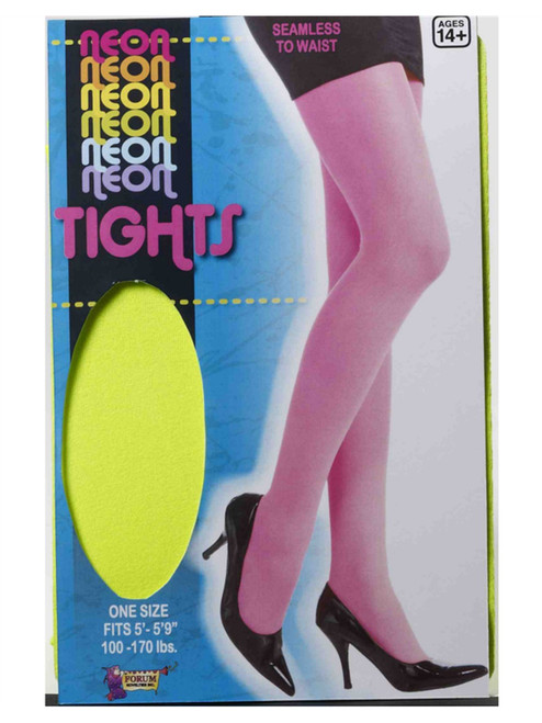 Retro 80s Costume Neon Green Adult Pantyhose Seamless Tights