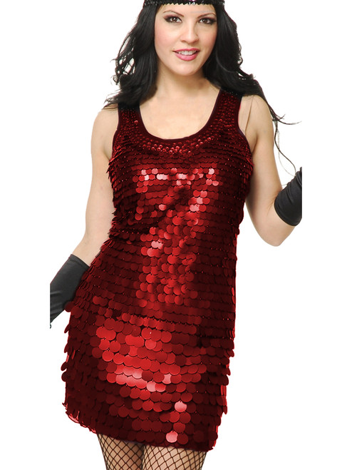 red sequin flapper dress