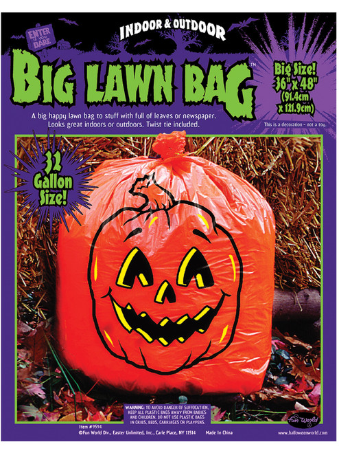 36" x 48" Pumpkin Lawn Bag Halloween Leaf Bag Decoration