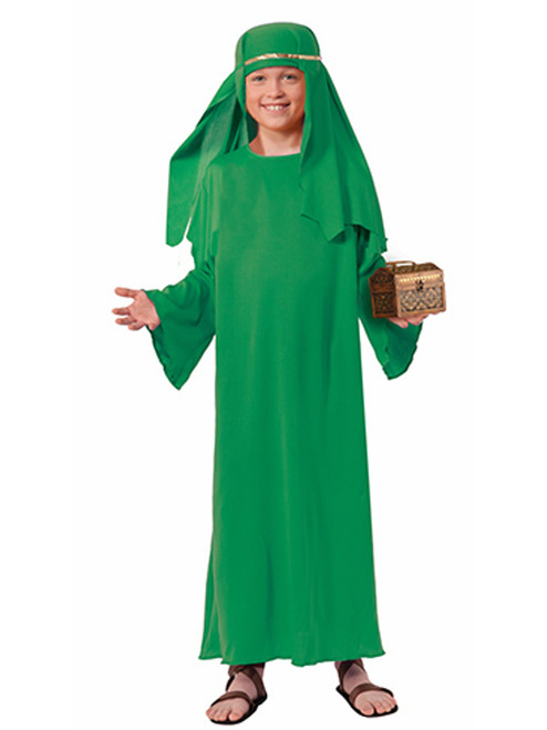 Boys Biblical Shepherd Green Nativity Wisemen Robe And Sheik Hat Bundle